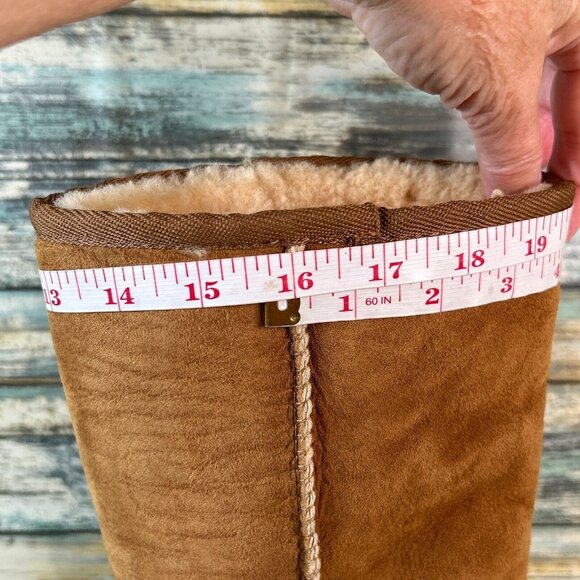Emu Australia Knee High Boots Brown Sheepskin Wool Lined Pull On Lug Sole Size 6 - Picture 13 of 15